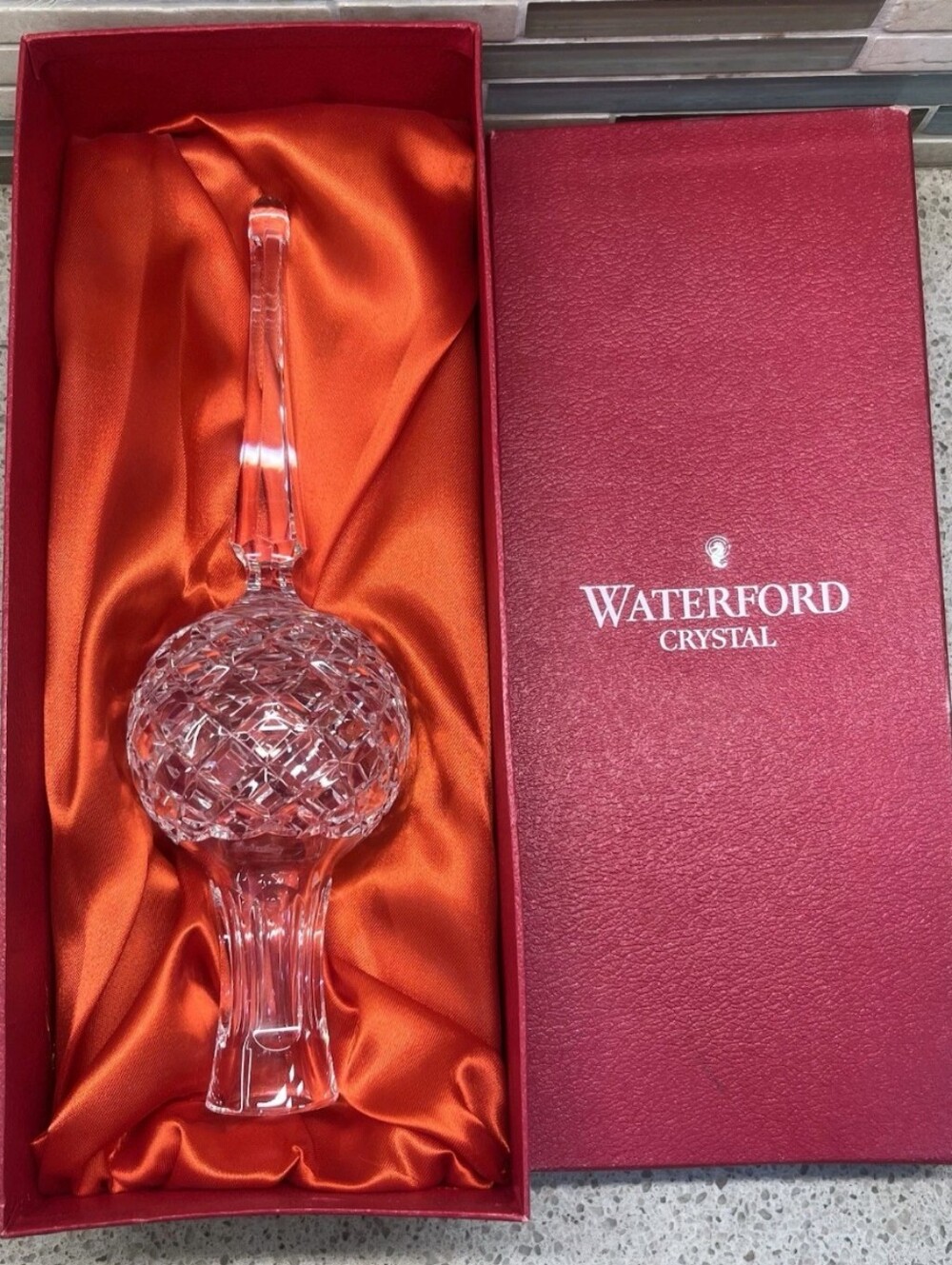 Waterford Crystal Clear Cut-Glass Bell with Faceted Globe